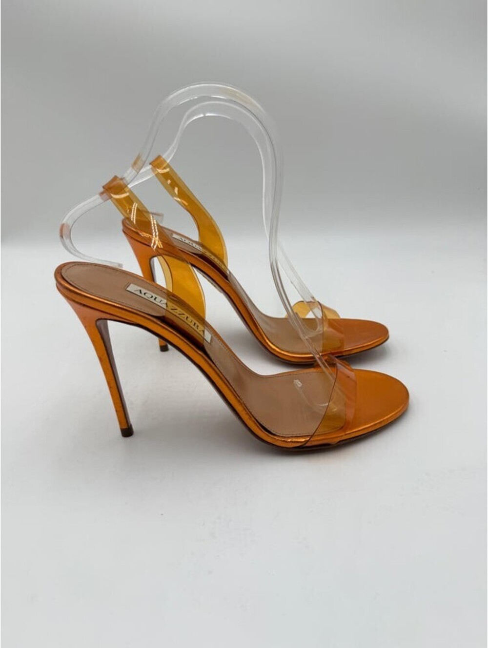 Women's Aquazzura Orange PVC So Nude Slingback Sandals Size 37.5